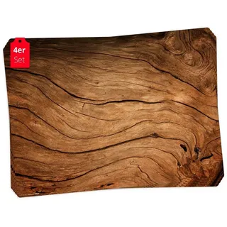 Tischsetmacher Tischset | Platzset abwaschbar - Rustikales Holz für Landhausromantik - 4 Stück aus erstklassigem Vinyl (Kunststoff - BPA-frei) - utschfeste Tischunterlage - Tischmatte - Made in Germany