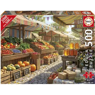 Educa - 500-teiliges Kinderpuzzle Plus | Sunny Market | Maße: 48 x 34 cm | Ab 11 Jahren (20585)