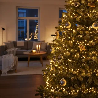 Lighto | Weihnachtsbeleuchtung | Weihnachtsbaumbeleuchtung | 8-Funktionen | 576 LED-Lichter | 5,7m Kabel