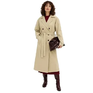 zweireihiger Damen Trench-Coat Oversized Übergangs-Jacke mit Gürtel 979556 Beige - 46