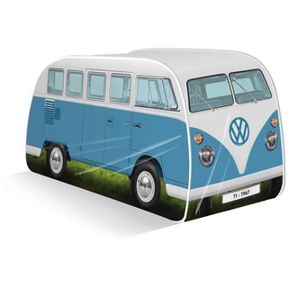 VW Collection by BRISA Spielzelt Volkswagen Pop-Up-Zelt im T1 Bulli Bus Design 165 cm (Komplettset mit klarer Anleitung, 1) Kinderzelt mit Fenstern blau