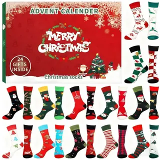 CLTYQ Freizeitsocken Weihnachtssocken,Weihnachten Adventskalender Socken mit 24 Artikel lustige Socken für Weihnachten,Kindersocken, Blindbox-Socken