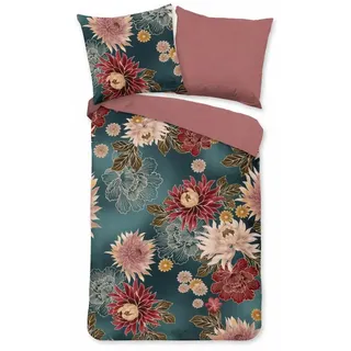 soma Bettwäsche Blumen Microfaser Set 135x200 cm mit Kissenbezug 80x80 cm in Petrol, Microfaser, 2 teilig, Weich,Pflegeleicht&Hautsympathisch mikrofaser 135x200 set floral grün