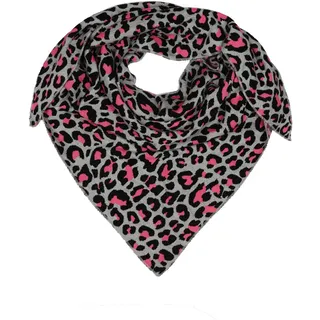 Zwillingsherz Dreieckstuch aus Baumwolle - Hochwertiger Schal mit Leo Design für Damen- Uni - XXL Hals-Tuch und Damenschal - Strick-Waren - für Herbst Frühjahr Sommer pink grau - Einheitsgröße
