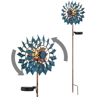 GLOBO Solarleuchte Glas Metall H 92 cm 1 Stück gold blau