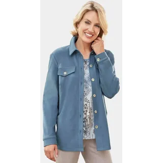 GOLDNER Blouson Herbstjacke mit Hemdkragen Flauschjacke mit Knopfleiste, Pattentaschen und Langarm blau 44
