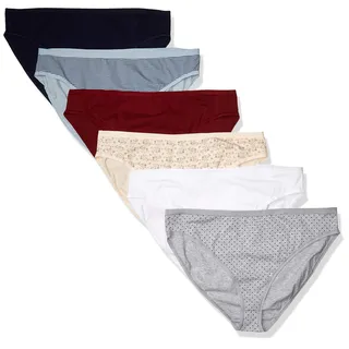Amazon Essentials Damen Unterhosen aus Baumwoll-Stretch, Hoch Geschnittenes Bikini-Höschen, 6er Pack, Mehrfarbig/Floral/Punkte/Streifen, XXL Große Größen