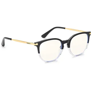 Bollé Safety PRBBARC204 Barcelona Kontrabrille, farbloses PC-Objektiv, PRB420-Technologie, blaues Lichtblocker, schwarzer Farbverlauf und Glas mit goldenem Rahmen für Frauen