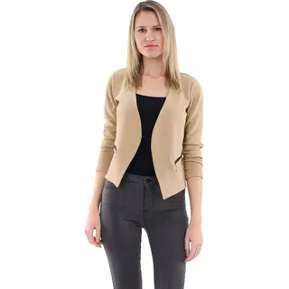 malito more than fashion Jackenblazer malito Damen Blazer ohne Kragen, Sakko im Basic Look, Kurzjacke mit Sweatblazer im Basic-Look beige|braun XL