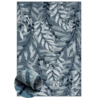 Wohnando Teppich MY-RUG Outdoor-Teppich "Laurel" 300X200 cm, blau, rechteckig, Höhe: 8 mm, mit floralem Hoch-Tief-Design, für draußen blau 200 cm x 300 cm x 8 mm
