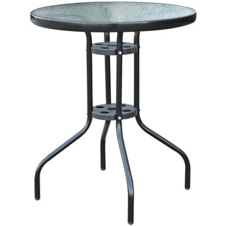 Outsunny Glastisch mit Wasserkräuselung-Muster schwarz 60 x 70 cm (ØxH)   Gartentisch Balkontisch Bistrotisch Beistelltisch