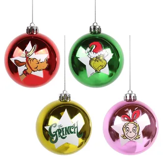 Der Grinch Weihnachtskugelset, Christbaumschmuck, Kunststoff 4 Stück