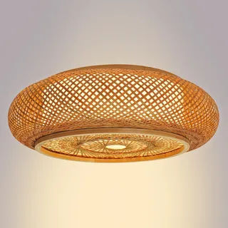 SAUADY Deckenleuchte Bambus Lampe Rattan Holz Weben Handgeflochten Wohnzimmer Pendelleuchte Licht für Küchen Wohnzimmer Schlafzimmer Balkone 50 * 16CM