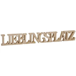 Lieblingsplatz Schriftzug 60 x 8 cm Holz Natur Buchstaben Deko MDF zum Hinstellen oder Hängen