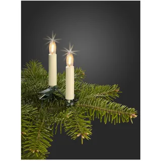 Hellum LED Lichterkette Riffelkerzen 10 m Beige