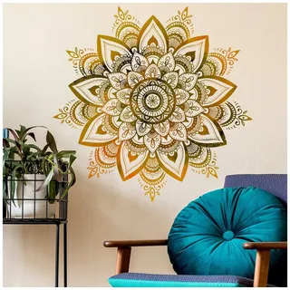 MOPUEA Wandtattoo Dekorative Wandaufkleber, Blumen Fenster Wandsticker Pflanzen/Sterne (Gold Wandtattoo Wanddeko für Kinderzimmer Schlafzimmer Wohnzimmer), 3D-Wandtattoo, Groß Wandsticker Wandbild Flur Yoga Wanddeko