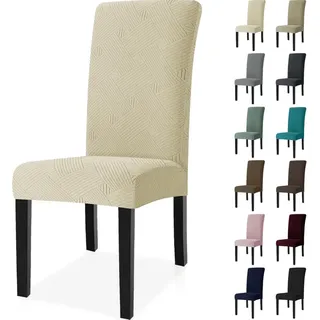 YSTYLE Sitzbezüge für Esszimmerstühle, Stuhlhusse für Esszimmer, 6 Stück, JZW, Beige