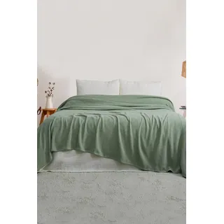 BOHORIA Tagesdecke 220x240 cm Chess | extra groß | 100% Baumwolle | Oeko-Tex® | Überwurf für Sofa, Sessel & Bett | Sofadecke Wolldecke Wohndecke (Emerald, 200 x 230 cm)