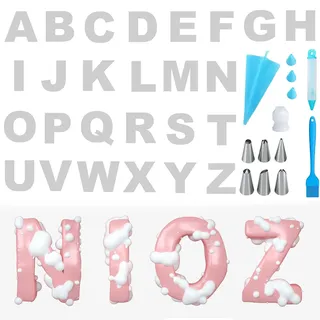 Kuchenform Buchstaben Groß A-Z Backform Kuchenform 12 Zoll mit Spritzbeutel und Spritztüllen Set, 35 Stk Kuchen Werkzeug DIY Backen Formen Set für Hochzeit Geburtstag Jahrestag (12 zoll A-Z)