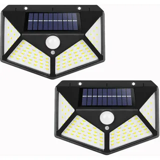 100 Led-solar-gartenleuchten, 2er-pack Mit Bewegungsmelder, Wasserdicht, 1200 Mah Solar-gartenstrahler, Leistungsstarke Kabellose Gartenleuchte