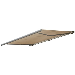 MCW Elektrische Kassettenmarkise H122, Markise Vollkassette 4x3m Polyester Creme, Rahmen grau