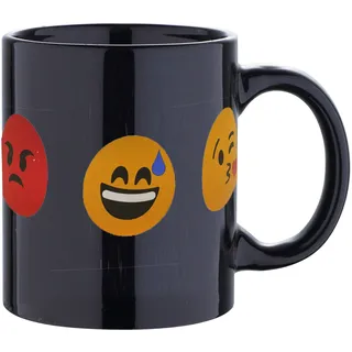 Emoticonworld Q2161 Becher, Porzellan, Gesichter/Schwarz, 12 x 12 x 10 cm
