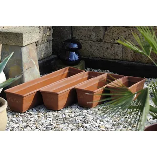 TERAPLAST Pflanzkasten,Blumenkasten,Balkonkasten,2er Set!!mit Wasserspeicher;Kunststoff,Terracotta 100cm