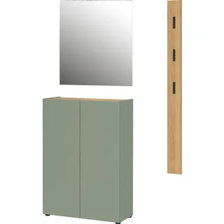 Germania Garderobe, Grün, Eiche, Metall, Glas, Holzwerkstoff, 3-teilig, 104x200x33 cm, Garderobe, Garderoben-Set & Garderoben-Serien, Garderoben-Sets