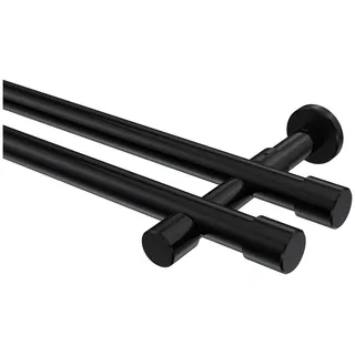 Interdeco Vorhangstange Santo 2-läufig Ø 20 mm 260 cm Schwarz