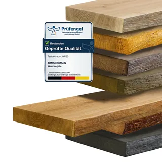 tømmermann Wandregal Schweberegal massiv Eiche - Bücherregal Holz Regal mit Baumkante Hängeregal Regalbrett aus massivholz Wandboard deko Regal Wand Shelf | 40 cm breit Farbe Natur