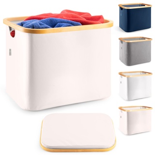 Lonbet – Elegante Aufbewahrungsbox Beige – Großer und vielseitiger Wäschekorb – Antibakterielle Aufbewahrung für Bad, Kleidung, Spielzeug – Badezimmer Organizer – 50 L