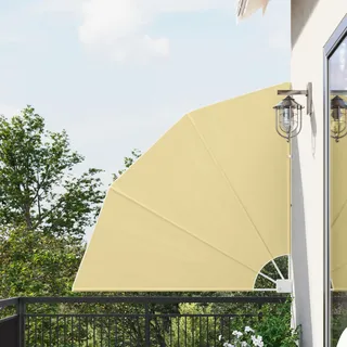 Gecheer Balkon Sichtschutz Sandfarbe 140 x 140 cm Stoff Balkonfächer Sichtschutz Trennwand Sonnenschutz für Balkon Café Terrassenbereich