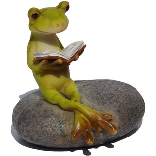 Top Collection Miniatur-Feen-Garten und Terrarium, Statue „Lesender Frosch auf Stein“