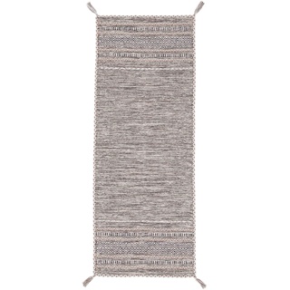 carpetfine Flachgewebeteppich Kelim Azizi Läufer Beige 75x200 cm | Moderner Teppich für Wohn- und Schlafzimmer