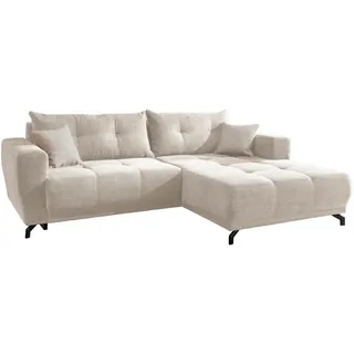 Mid.you Ecksofa, Beige, Metall, 4-Sitzer, Füllung: Schaumstoff, Ottomane rechts, L-Form, 246x177 cm, seitenverkehrt erhältlich, Rücken echt, Armteil links, rechts, elektrischer Sitzvorzug, Wohnzimmer, Sofas & Couches, Wohnlandschaften, Ecksofas
