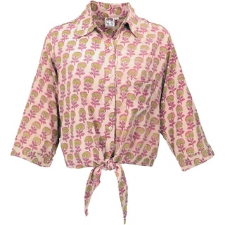 Guru-Shop Longbluse Boho Blusentop mit African Print, Bluse zum.. alternative Bekleidung rosa