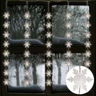 LED Lichtervorhang Schneeflocken 75x85cm Weihnachtesdeko 40 Lichter Fensterdeko