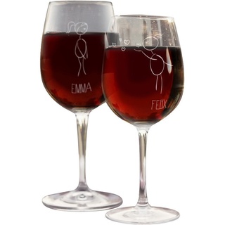 4youDesign SET: 2 personalisierte Weißweingläser -Pärchen-Strichzeichnung- mit Namen – Weinglas zum Valentinstag