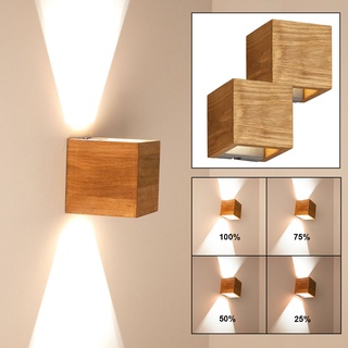 2er Set LED Holz Wand Lampe DIMMBAR Wohn Zimmer Beleuchtung Up Down Strahler