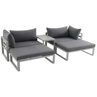 Sunfun Hannah Loungemöbel-Set  (5 -tlg., Aluminium, Grau)