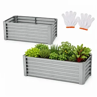 onbest Metall Hochbeet XXL 180 x 90 x 60 cm Silber