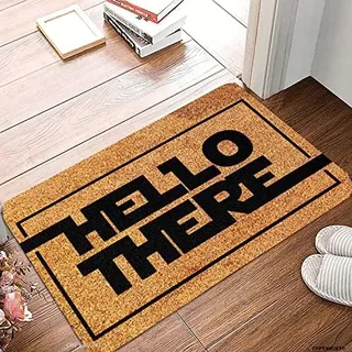 Fußmatte für Innen- und Außenbereich, Star Wars Heimdekoration, OBI Wan Kenobi Hello There lustige Willkommensmatte, rutschfeste Fußmatte für drinnen und draußen, für Veranda, Eingangsbereich, Küche