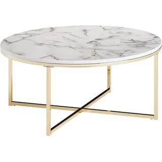 Wohnling Couchtisch Marmor weiß 80 x 36 x 80 cm