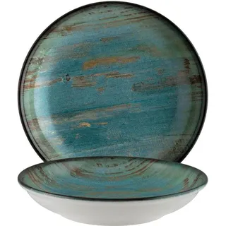 6x Bonna Madera Mint Bloom Teller 25cm 130cl Porzellan Blau MDRMTBLM25CK Suppenteller Pastateller Essteller Geschirr