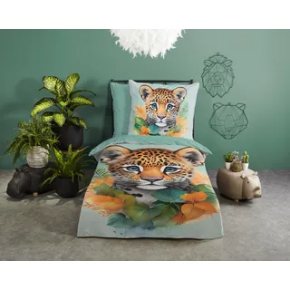 Good Morning Lodewijk Leopard Boho Grün 135 x 200 cm + 80 x 80 cm