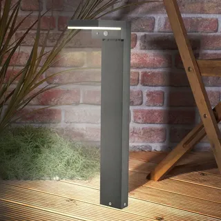 esotec Solarleuchte Aluminium H=80cm 3 Modi 40 LEDs 3000K inkl. Bewegungsmelder schwarz