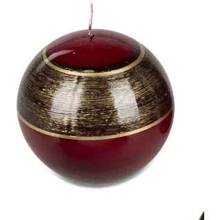 Small-Preis Kugelkerze Bordeauxrot-Gold-Schwarz, Ø 8 cm, 21 Stunden Brenndauer, Kein Duft, Kugelkerze