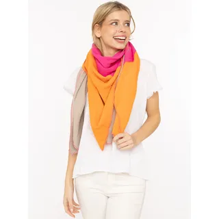 Zwillingsherz Dreieckstuch Viereck "Blockstreifen", farbenfroh, Colour Block, angenehmes Tragegefühl beige|orange