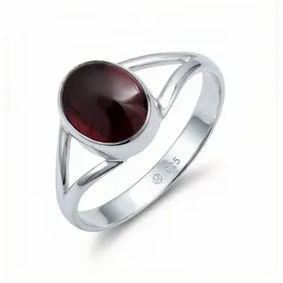 mantraroma Silberring HARDIN aus 925 Silber mit Granat (Ring mit Schmuckbeutel), Damenring aus 925er Silber 48