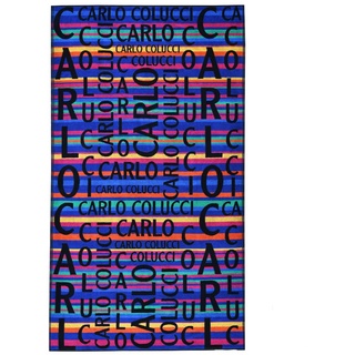 Carlo Colucci Strandtuch Matteo in weicher Baumwolle aus edler Jacquard-Qualität, Farbe:Blau und Pink, Größe:100 x 180 cm